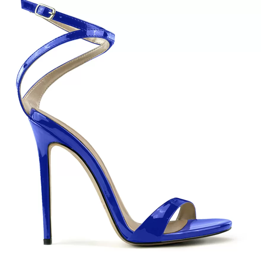 SHARLENE CALZATURE Sandals-Patent Leather Slingback Sandal - Cod. 41437 Bluette