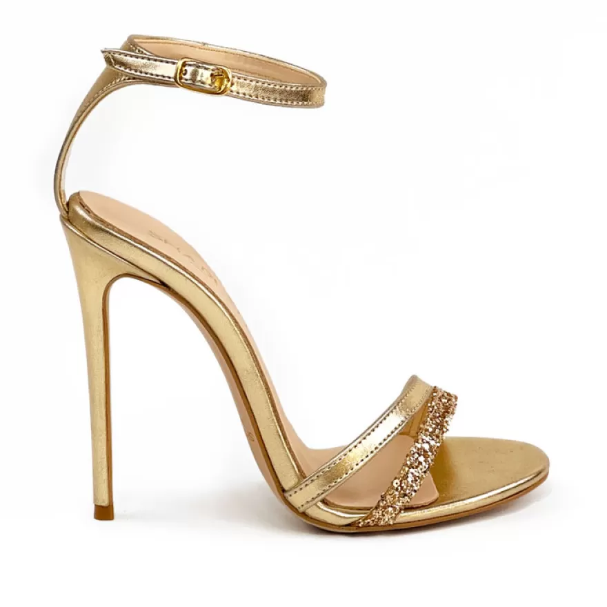 SHARLENE CALZATURE Sandals-Platinum/ Glitter Leather Sandal - Cod. 33132 Platino