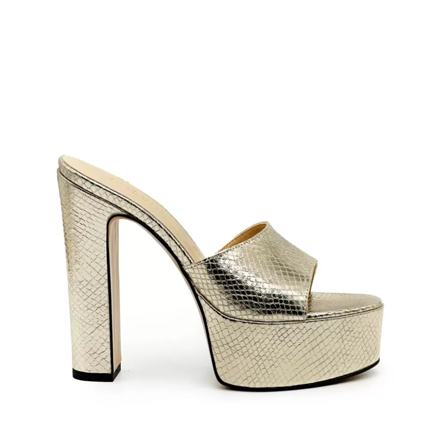 SHARLENE CALZATURE Sandals-Platinum Laminated Coconut Sabot - Cod. 38899 Platino